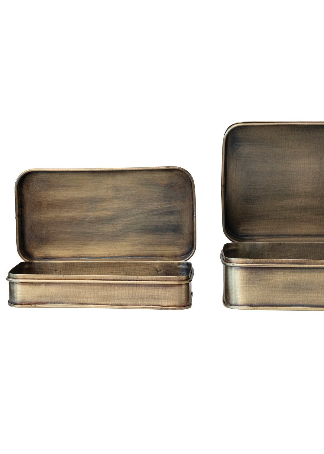 Metal Brass Boxes, Set of 2 - Clementine Home Floral Gift