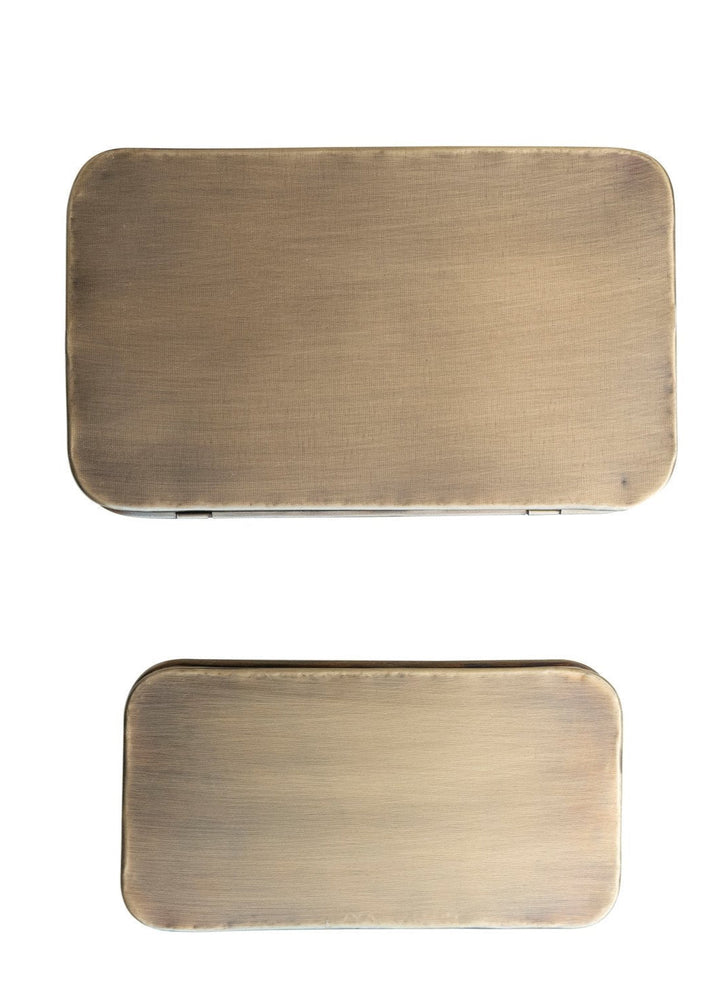 Metal Brass Boxes, Set of 2 - Clementine Home Floral Gift