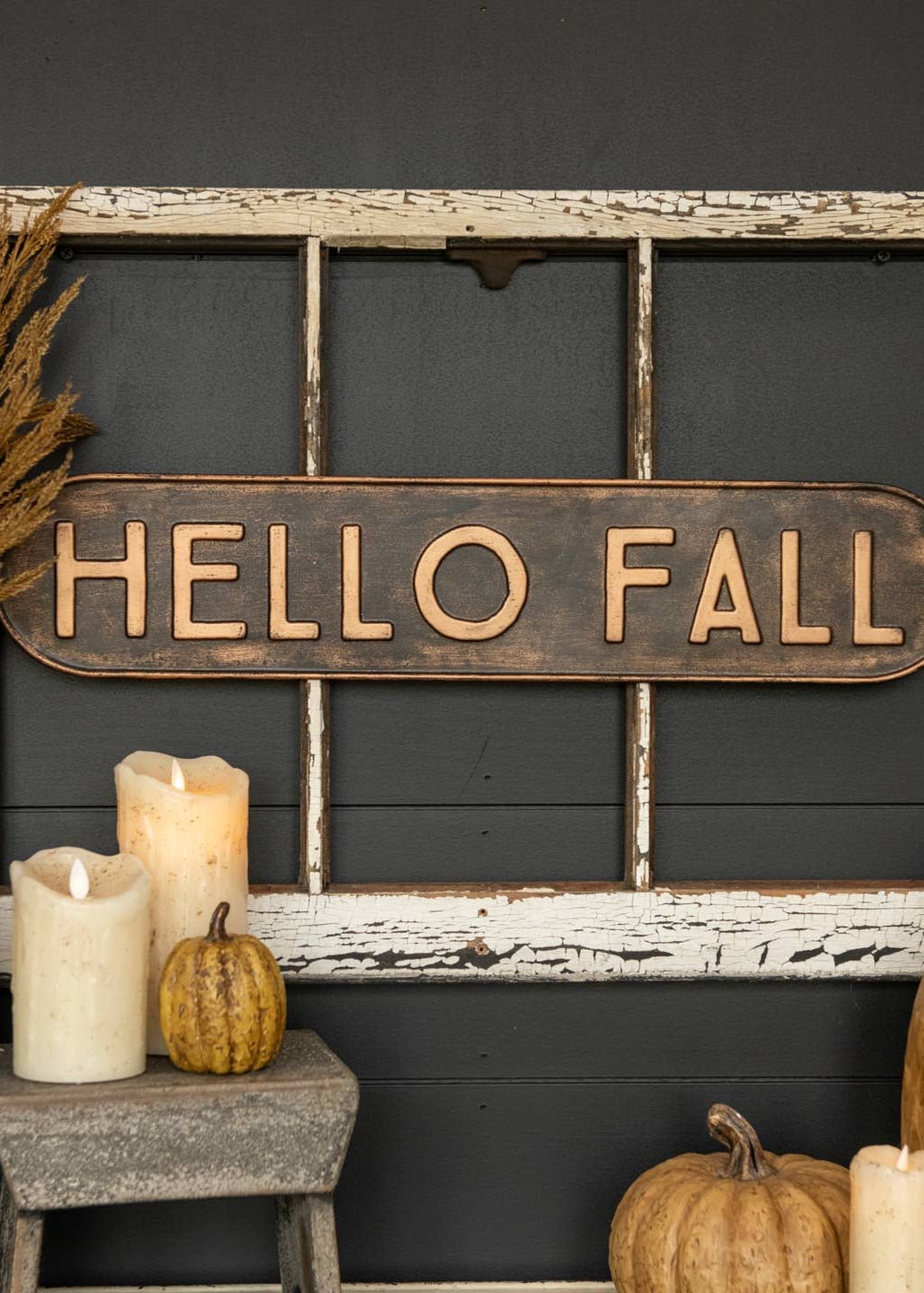 Metal Hello Fall Sign - Clementine Home Floral Gift