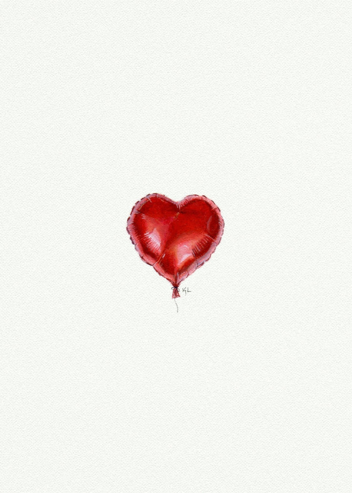 Mini Art Print - Heart Mylar Balloon - Clementine Home Floral Gift