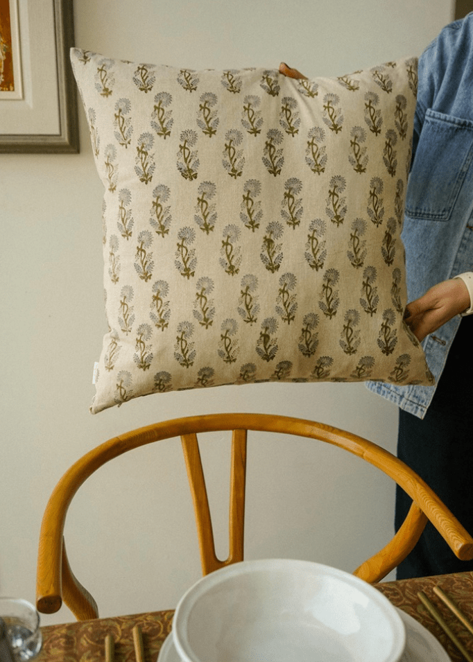 Neha Block Print Pillow - Clementine Home Floral Gift