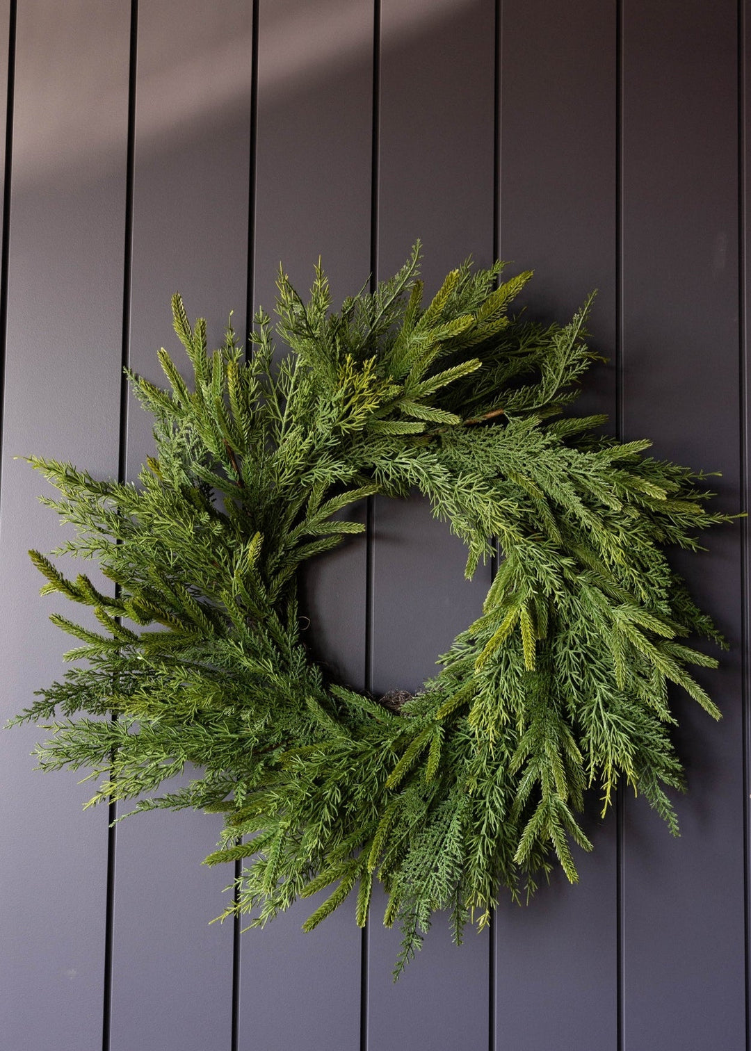 Norfolk & Cypress Mixed Real Touch Wreath, 24" - Clementine Home Floral Gift