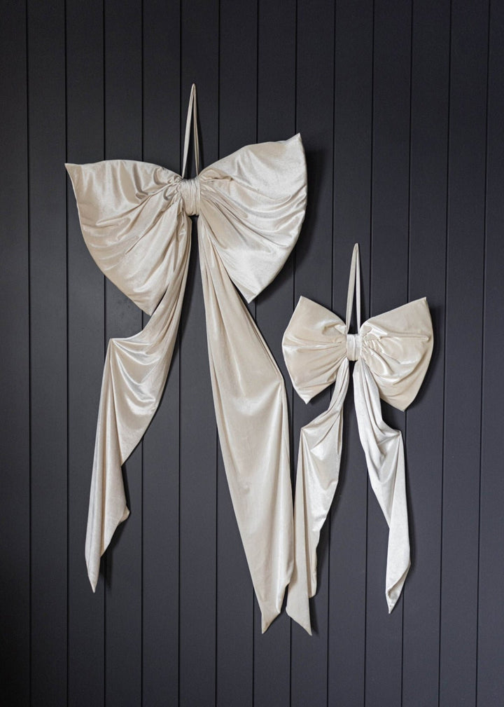 Oversized Cream Velvet Bow - Clementine Home Floral Gift