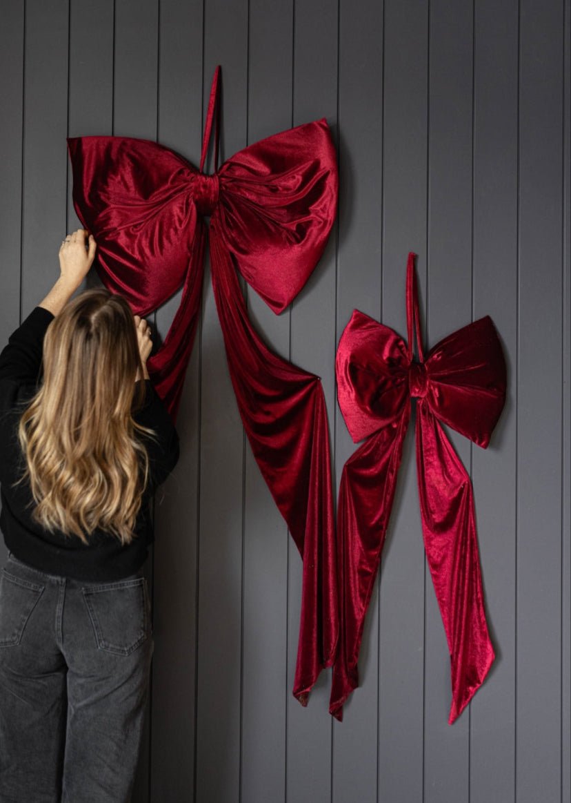 Oversized Red Velvet Bow - Clementine Home Floral Gift