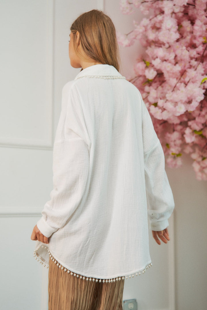 Pearl Crepe Button Down - Clementine Home Floral Gift