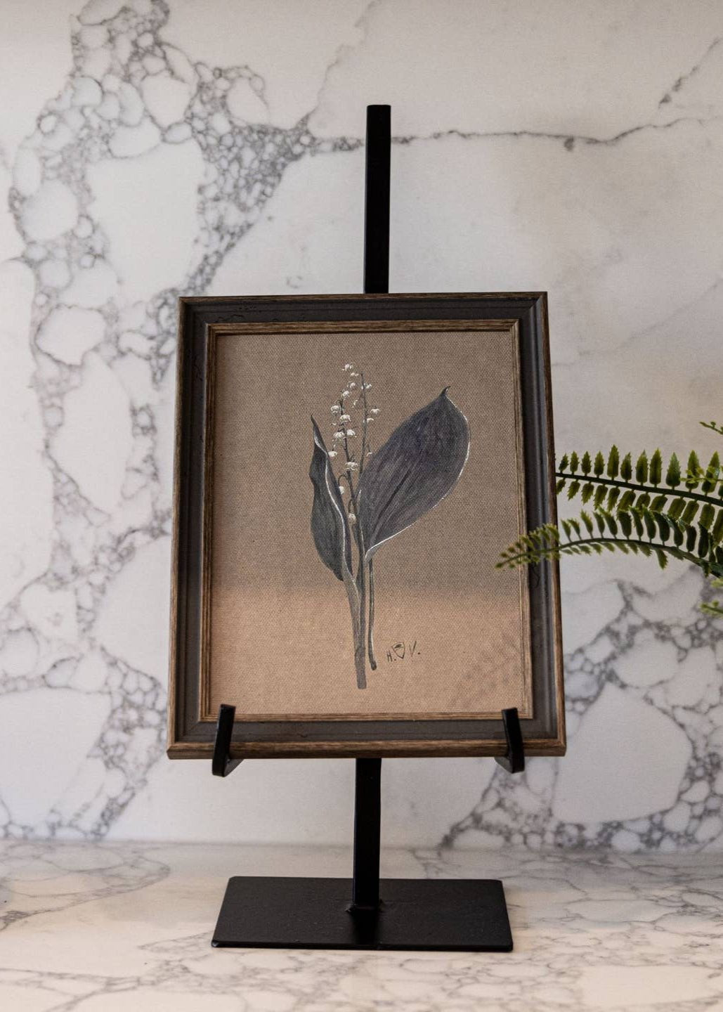Picture Easel Stand | Dual Arm Black Iron - Clementine Home Floral Gift