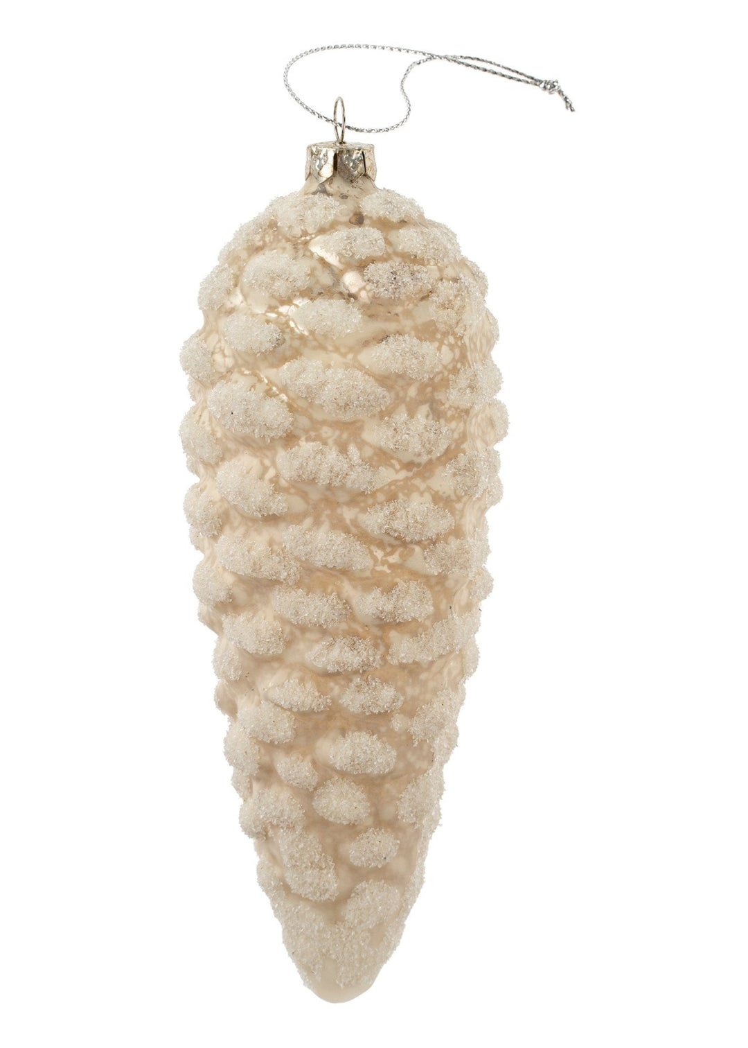 Pinecone Glass Ornament - White - Clementine Home Floral Gift