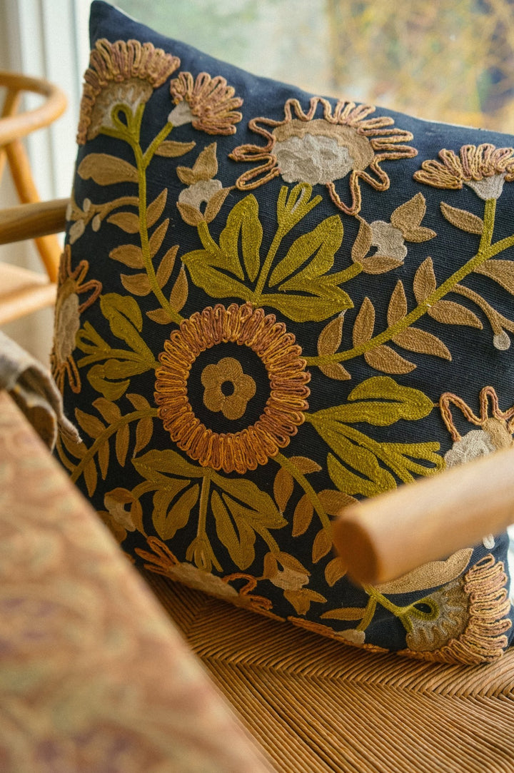 Primrose Embroidered Pillow - Clementine Home Floral Gift