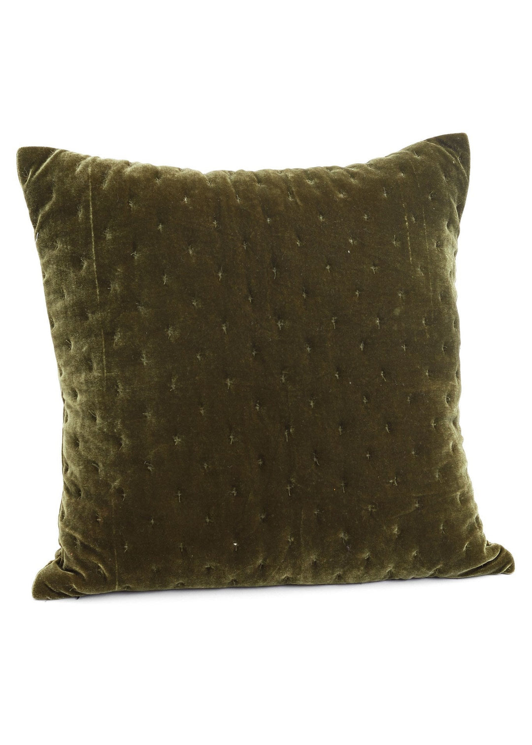 Quilted Velvet Cushion – Olive Green - Clementine Home Floral Gift
