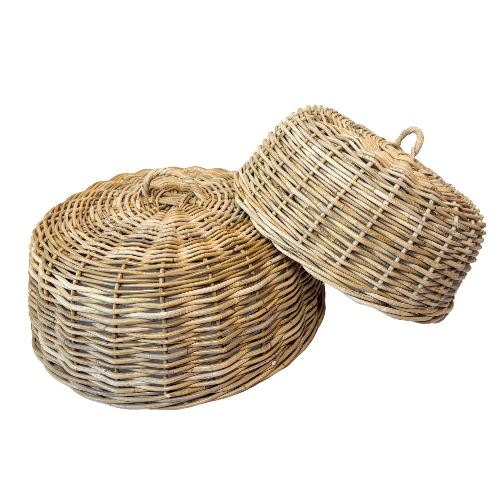 Rattan Cloche Dome Food Cover (Summer '25 Add - On) - Clementine Home Floral Gift