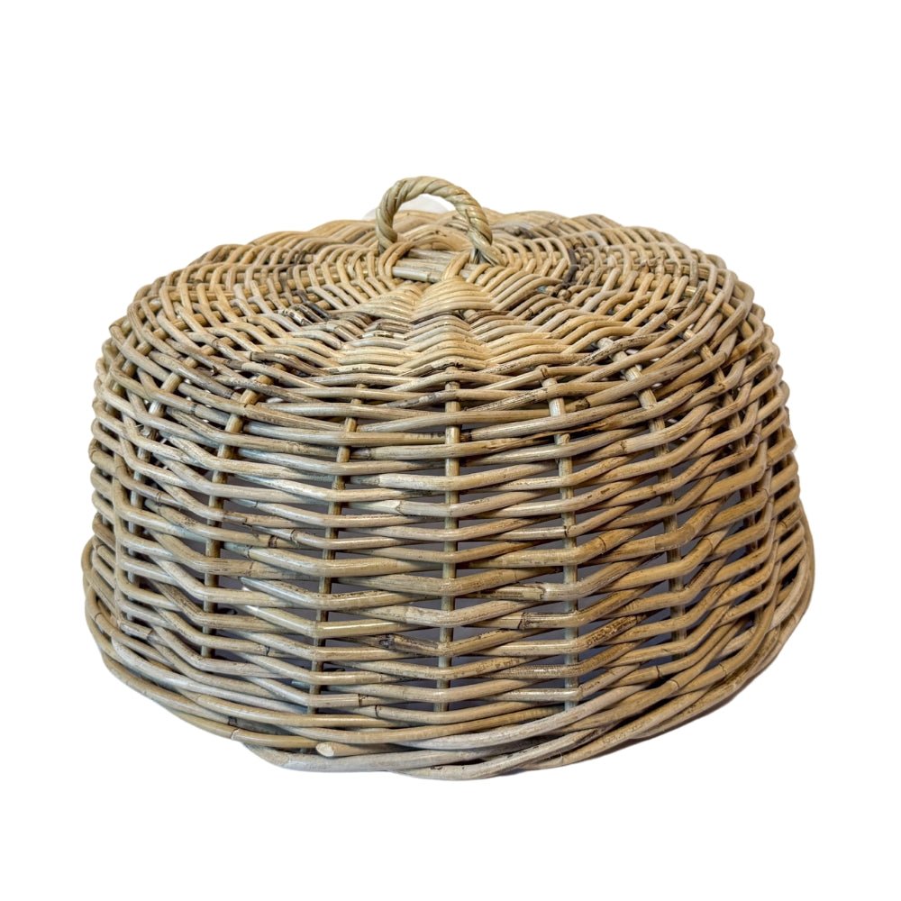 Rattan Cloche Dome Food Cover (Summer '25 Add - On) - Clementine Home Floral Gift