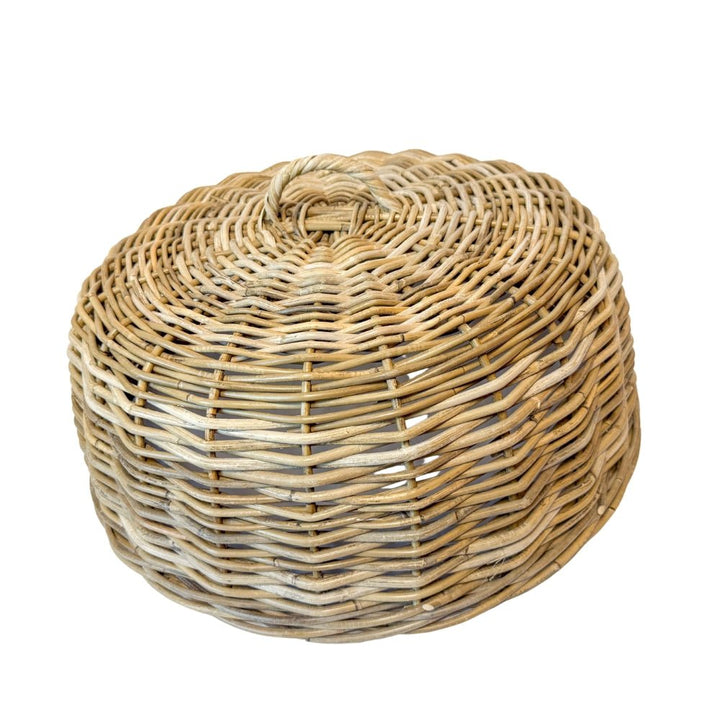 Rattan Cloche Dome Food Cover (Summer '25 Add - On) - Clementine Home Floral Gift