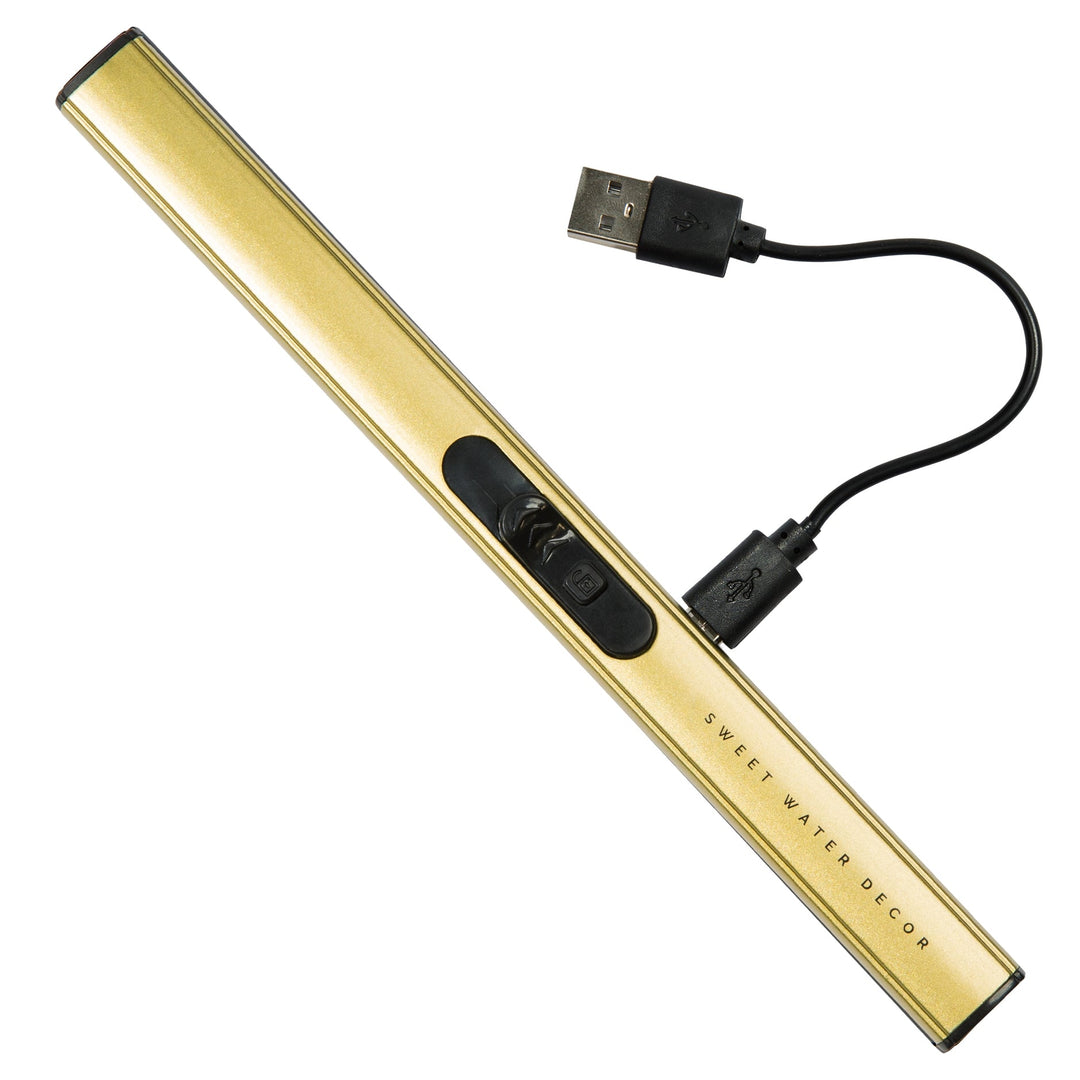 Rechargeable Electric Lighter - Gold - Clementine Home Floral Gift