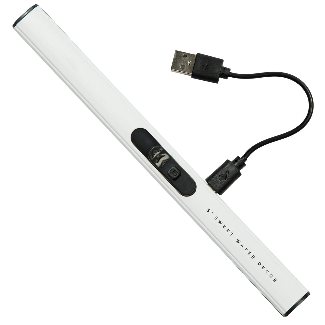 Rechargeable Electric Lighter - White - Clementine Home Floral Gift