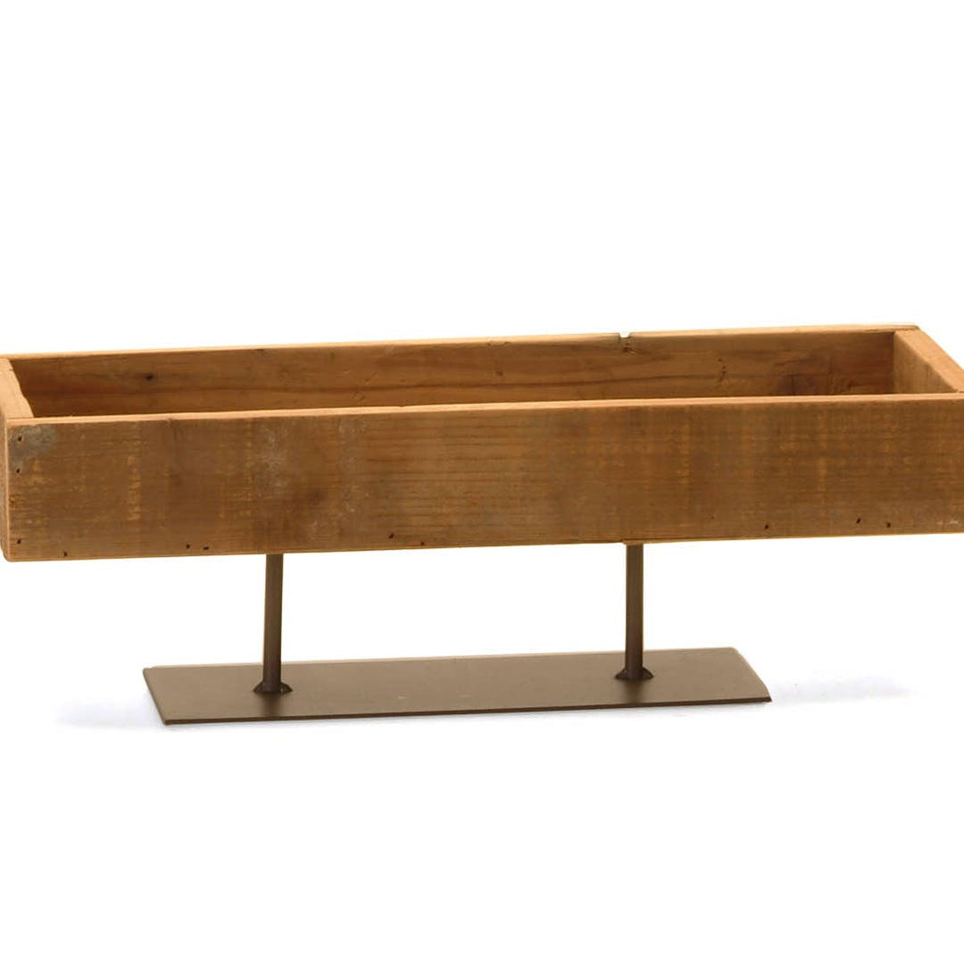 Rectangular Wood Tray on Metal Stand - Clementine Home Floral Gift