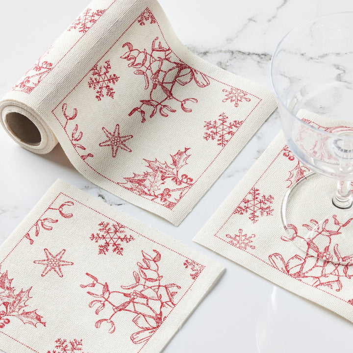 Recycled Cotton Cocktail Napkins – Classic Christmas (Day 11 - Box 13 : Advent 2025) - Clementine Home Floral Gift
