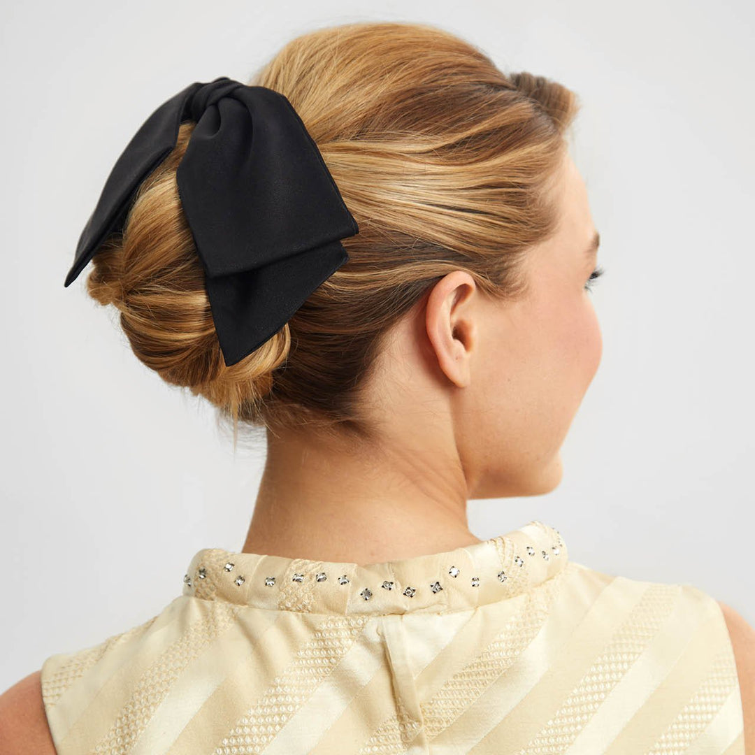 Recycled Fabric Bow Hair Clip – Black - Clementine Home Floral Gift