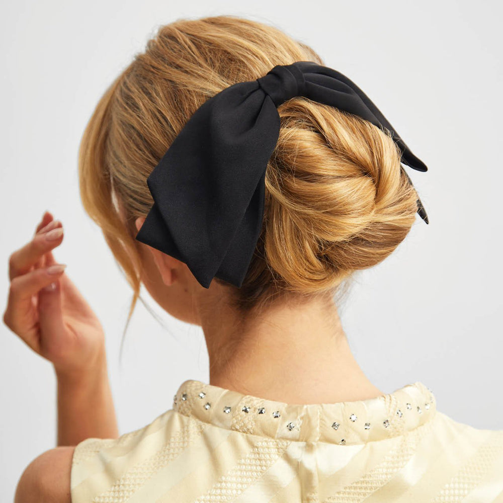 Recycled Fabric Bow Hair Clip – Black - Clementine Home Floral Gift