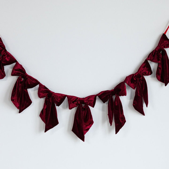 Red Velvet Bow Garland - Clementine Home Floral Gift