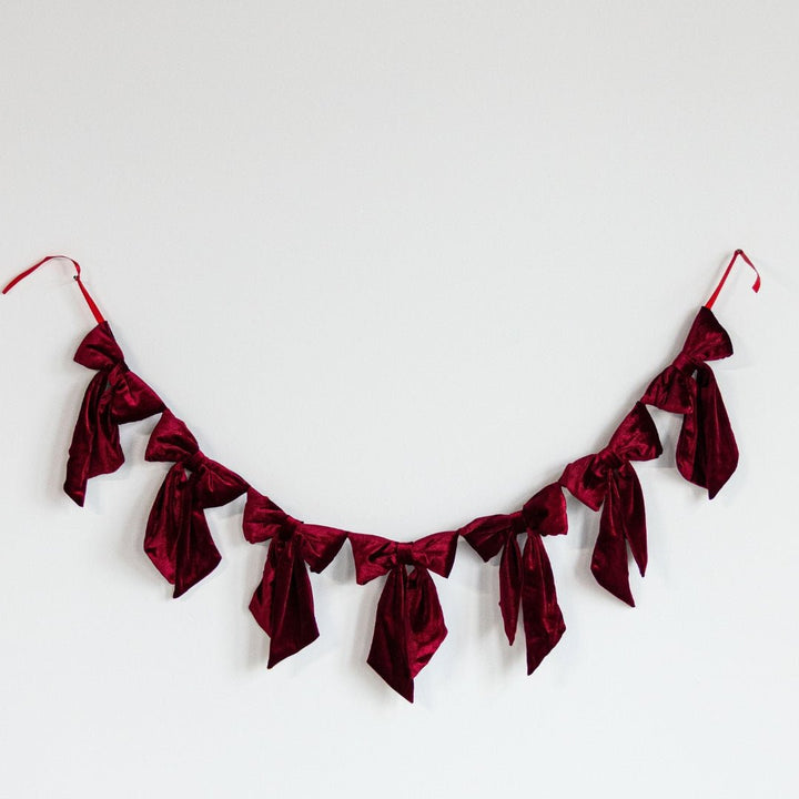 Red Velvet Bow Garland - Clementine Home Floral Gift