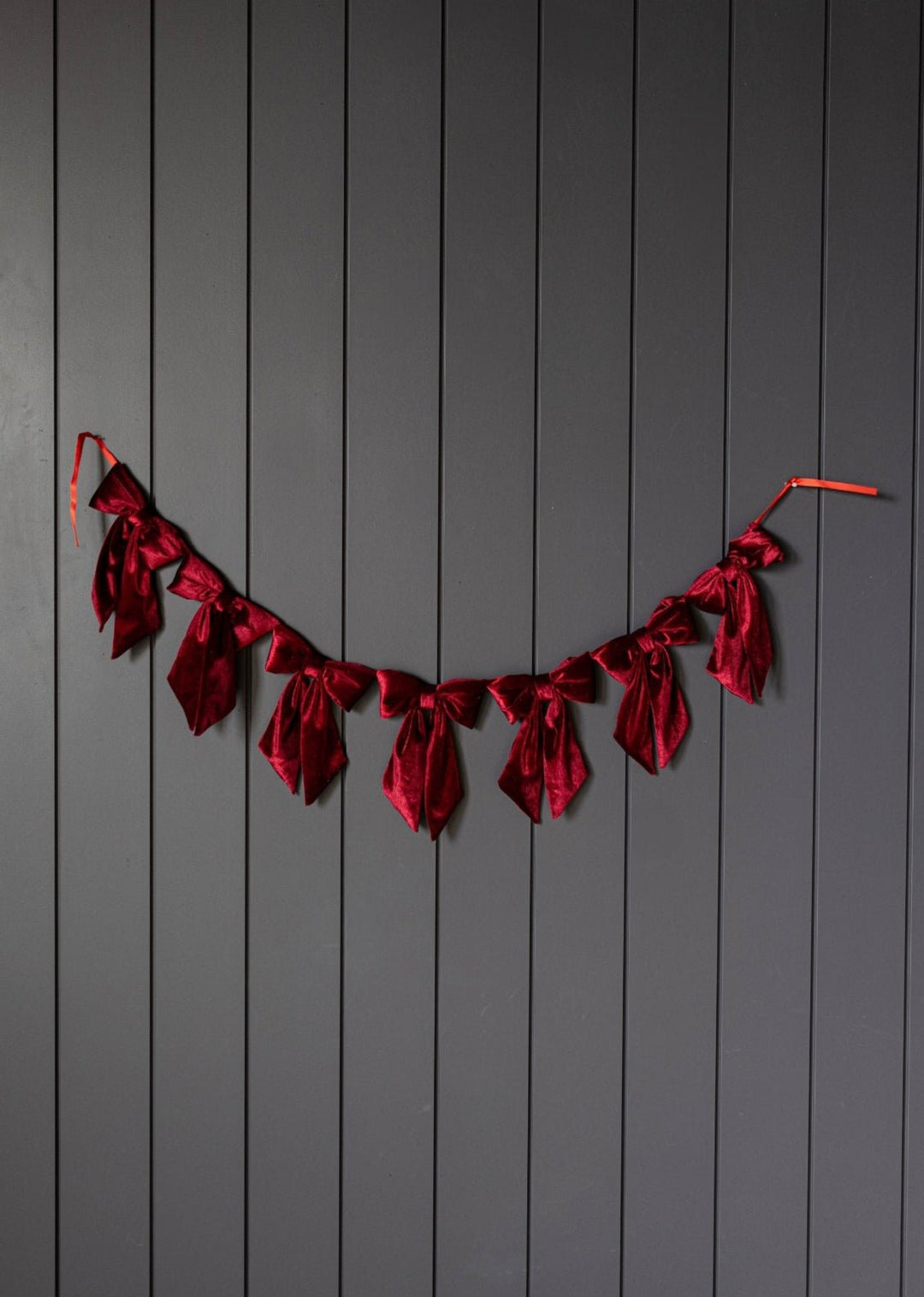 Red Velvet Bow Garland - Clementine Home Floral Gift