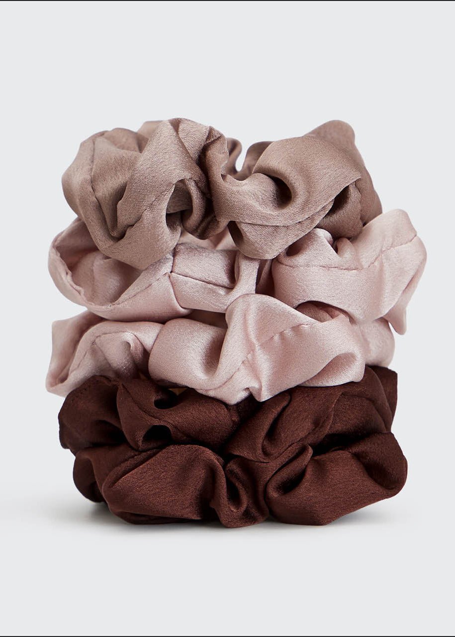 Satin Sleep Scrunchies – 5 Piece Set - Clementine Home Floral Gift