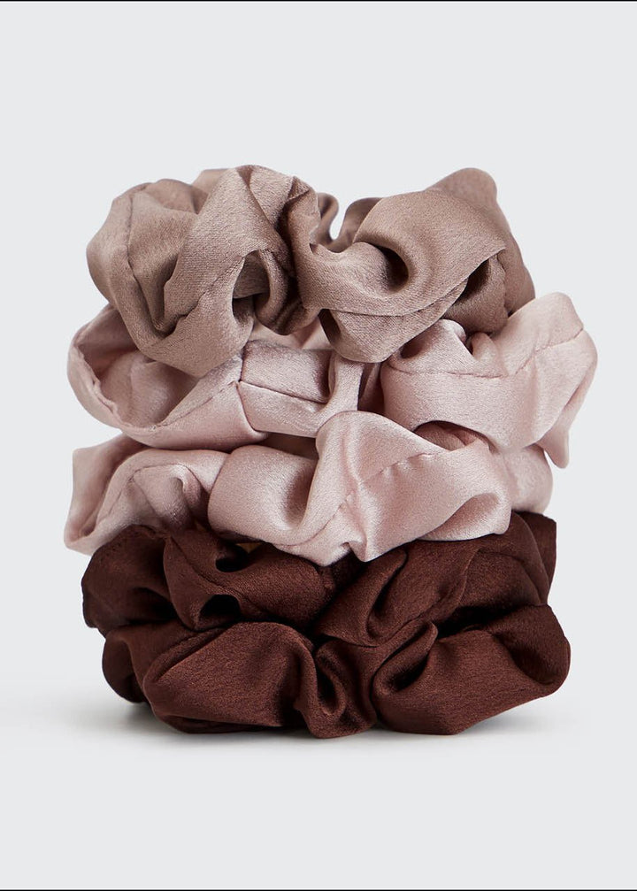 Satin Sleep Scrunchies – 5 Piece Set - Clementine Home Floral Gift