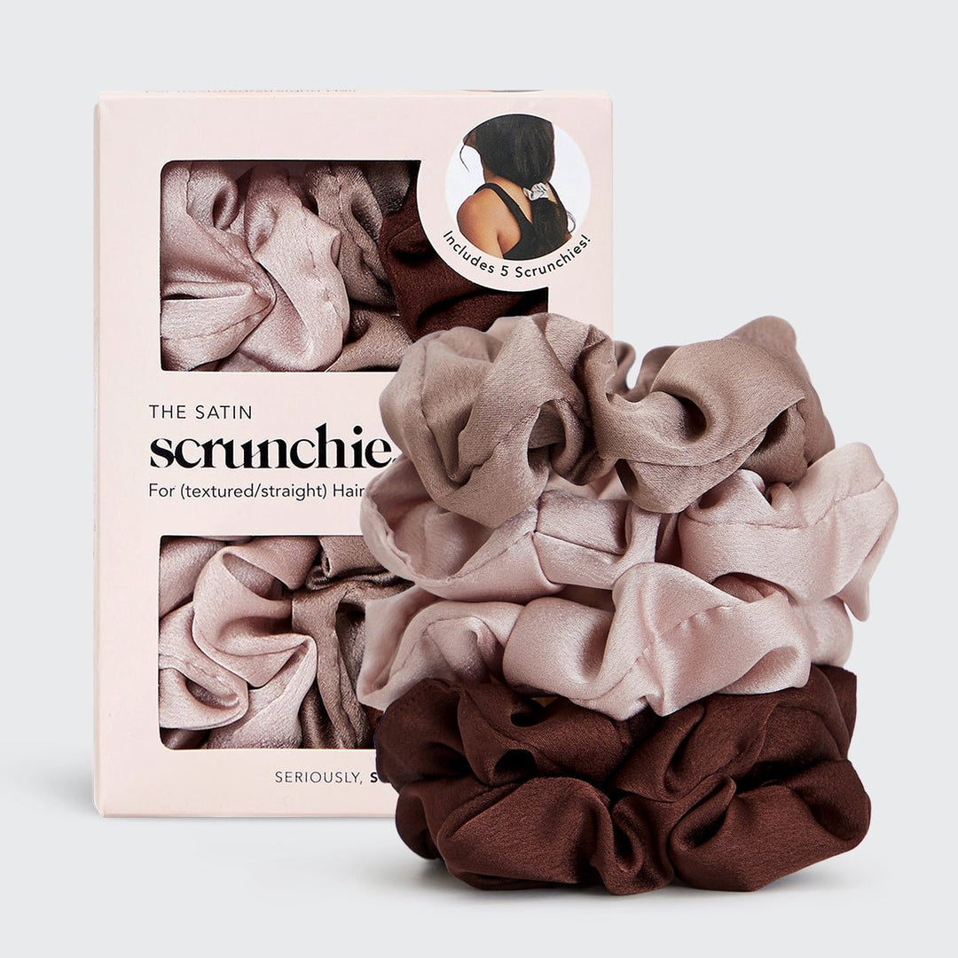 Satin Sleep Scrunchies – 5 Piece Set - Clementine Home Floral Gift