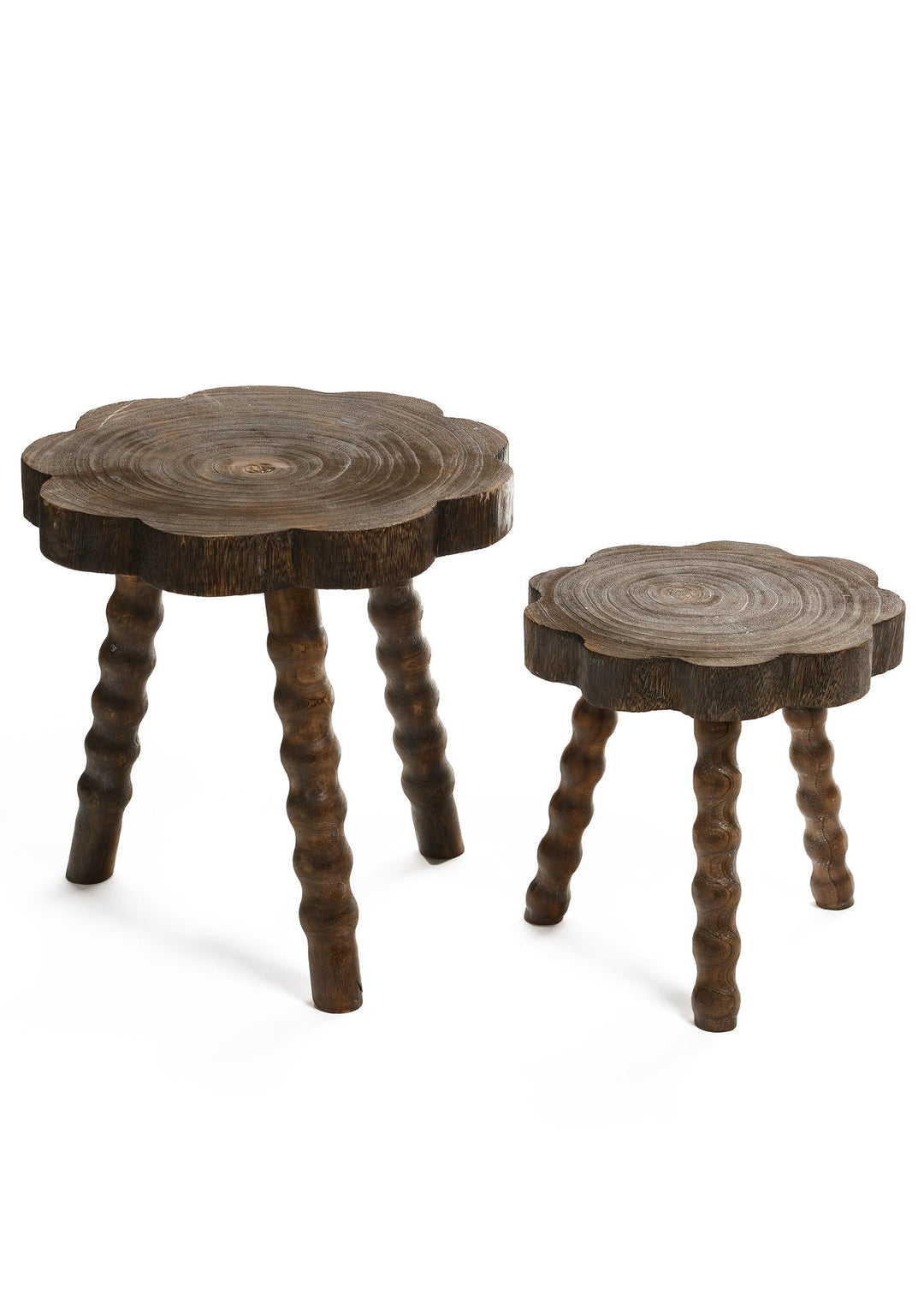 Scallop Top Bobbin Leg Table – Burnt Brown - Clementine Home Floral Gift