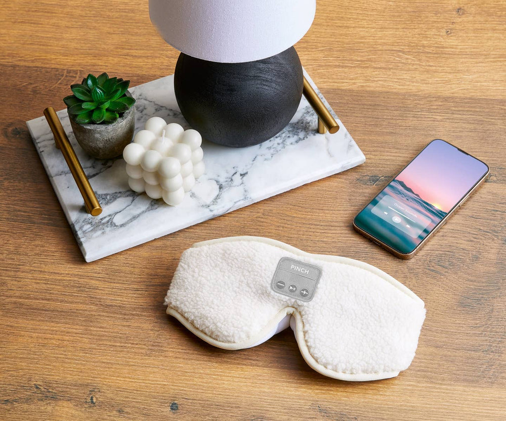 Sherpa Sleep Eye Mask with Built - in Wireless Headphones - Clementine Home Floral Gift