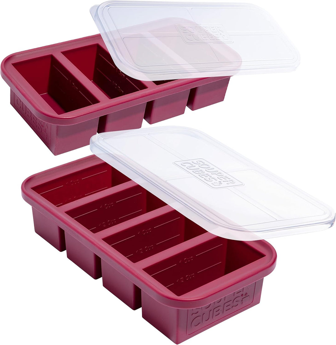 Silicone Food Freezer Molds with Lids, 2 Pack - Clementine Home Floral Gift