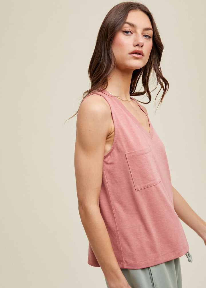 Slub Knit Relaxed Crop Tank with Pocket - Sienna - Clementine Home Floral Gift