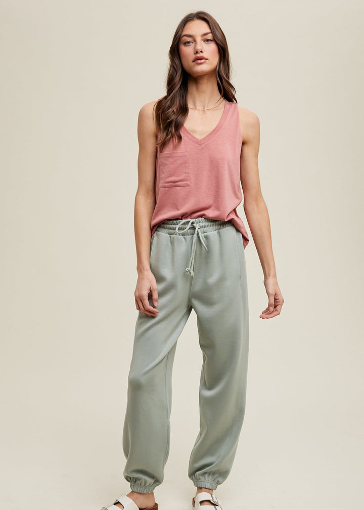 Slub Knit Relaxed Crop Tank with Pocket - Sienna - Clementine Home Floral Gift