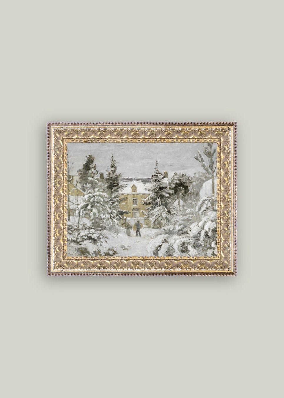 Snowy Stroll Framed Antique Art - Clementine Home Floral Gift