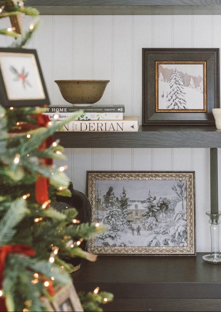 Snowy Stroll Framed Antique Art - Clementine Home Floral Gift