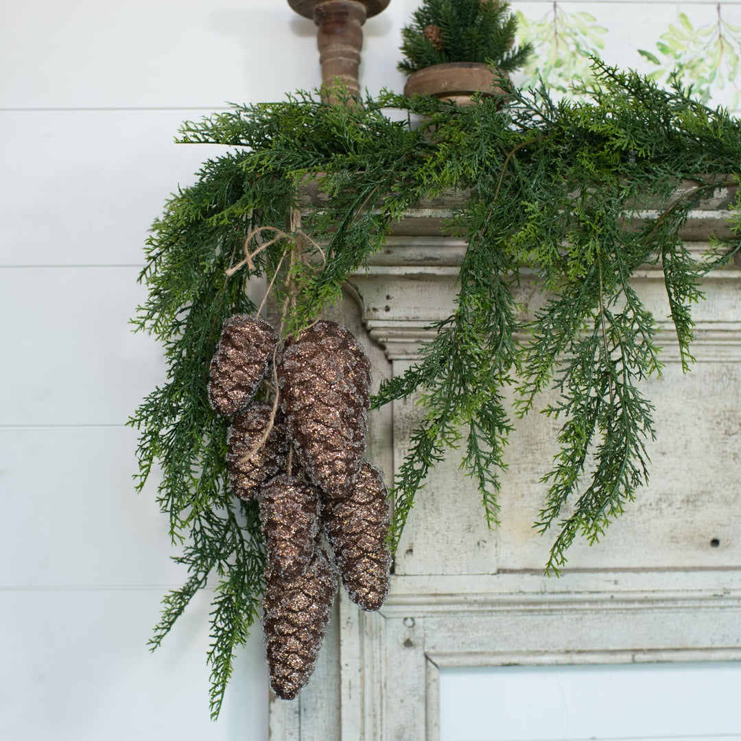 Sparkly Cluster Brown Hanging Pinecones - Clementine Home Floral Gift