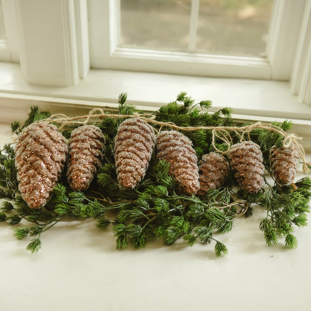 Sparkly Cluster Brown Hanging Pinecones - Clementine Home Floral Gift