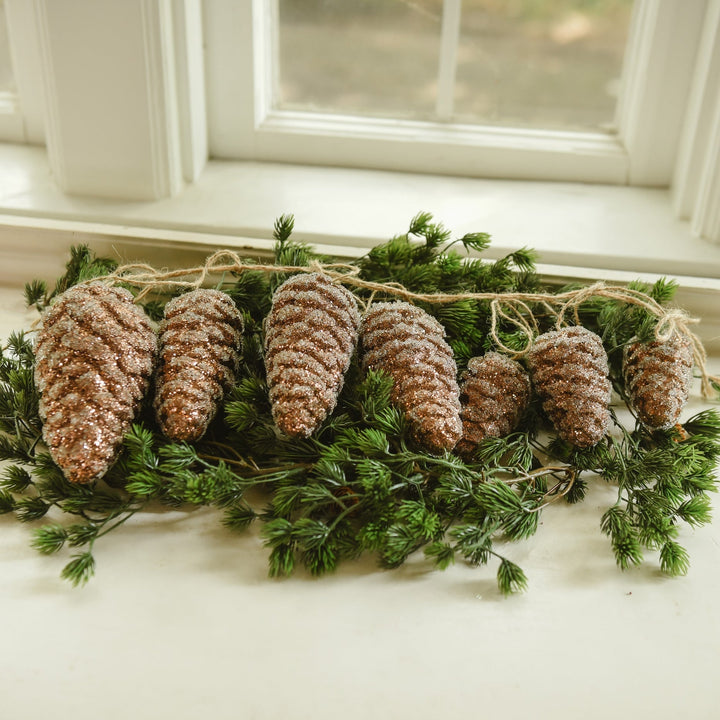 Sparkly Cluster Brown Hanging Pinecones - Clementine Home Floral Gift