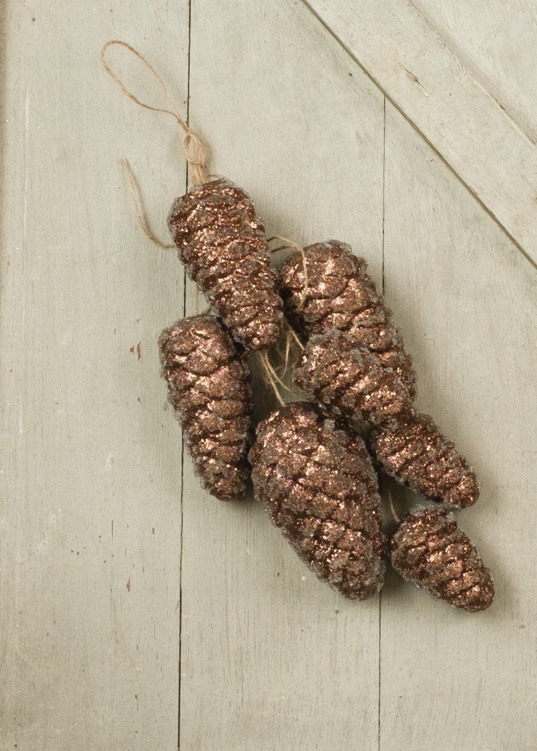 Sparkly Cluster Brown Hanging Pinecones - Clementine Home Floral Gift