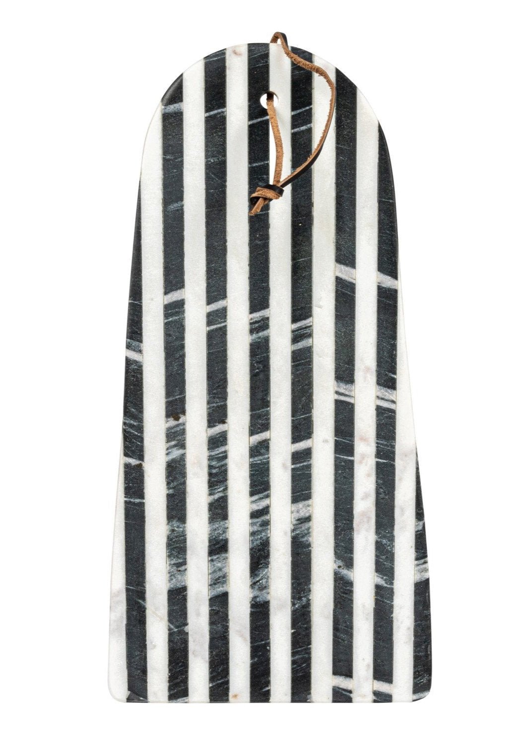 Stripes & Leather Marble Cutting Board - Clementine Home Floral Gift
