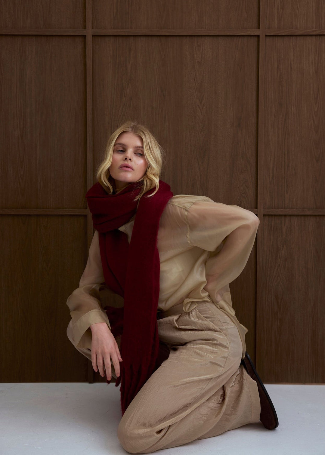 The Reykjavik Scarf – 100% Recycled – Burgundy - Clementine Home Floral Gift