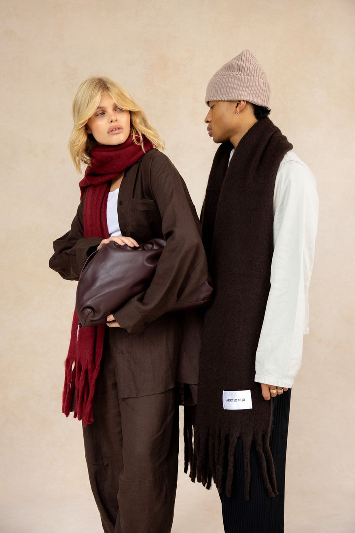 The Reykjavik Scarf – 100% Recycled – Burgundy - Clementine Home Floral Gift