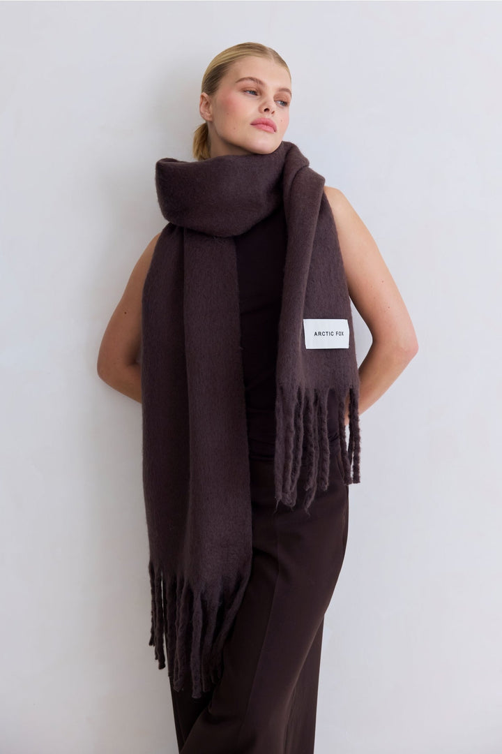 The Reykjavik Scarf – 100% Recycled – Ground Coffee - Clementine Home Floral Gift