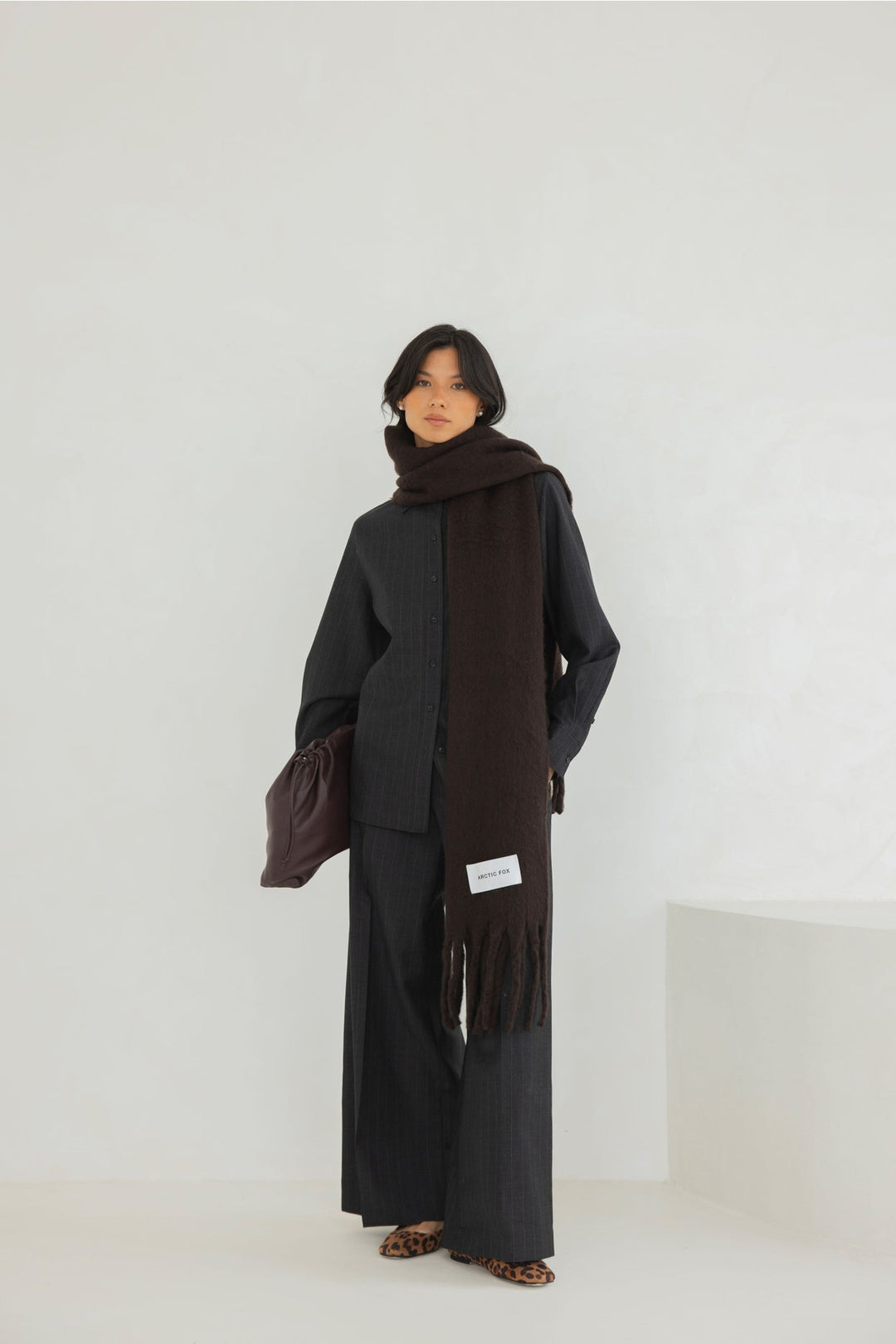 The Reykjavik Scarf – 100% Recycled – Ground Coffee - Clementine Home Floral Gift