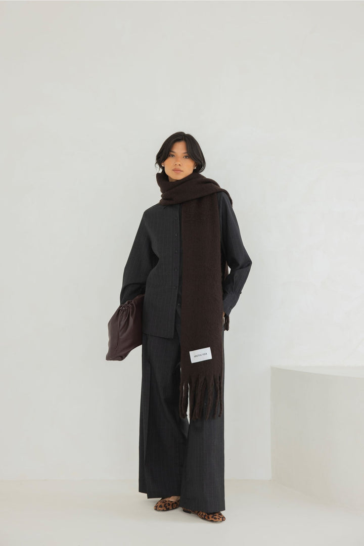 The Reykjavik Scarf – 100% Recycled – Ground Coffee - Clementine Home Floral Gift