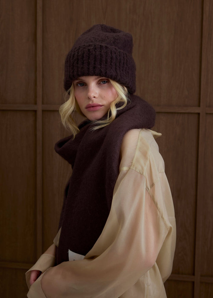 The Reykjavik Scarf – 100% Recycled – Ground Coffee - Clementine Home Floral Gift