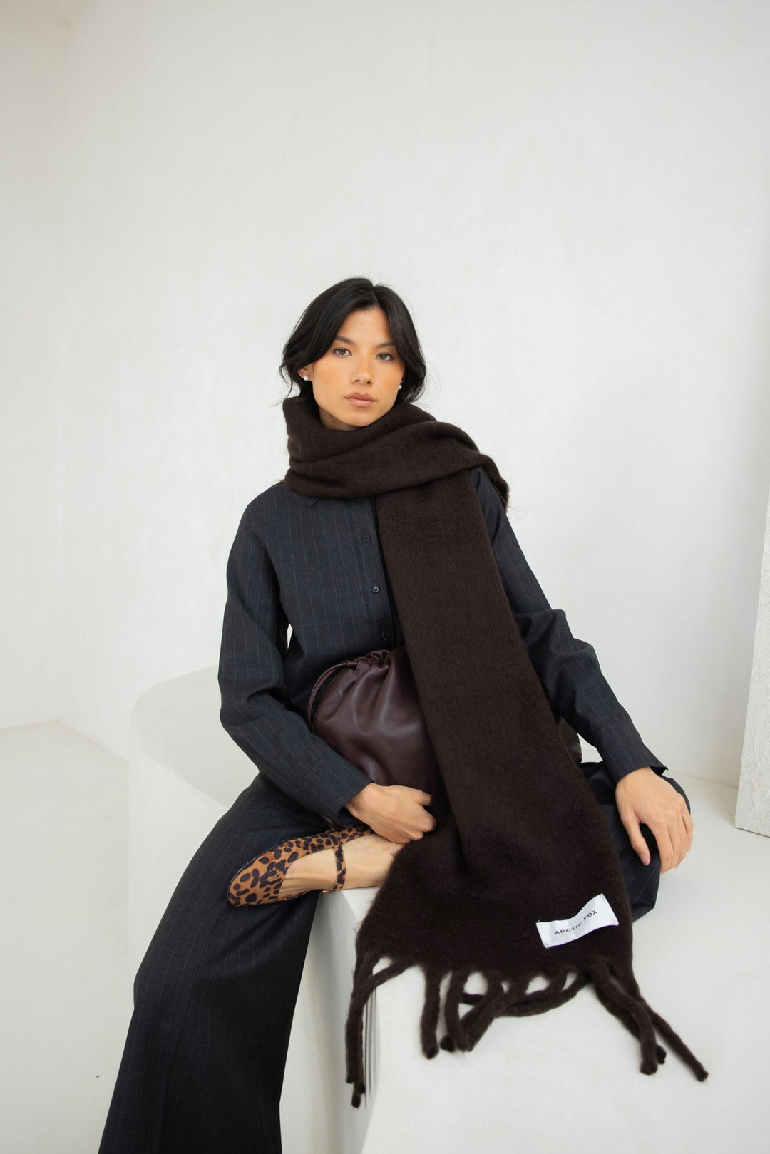 The Reykjavik Scarf – 100% Recycled – Ground Coffee - Clementine Home Floral Gift