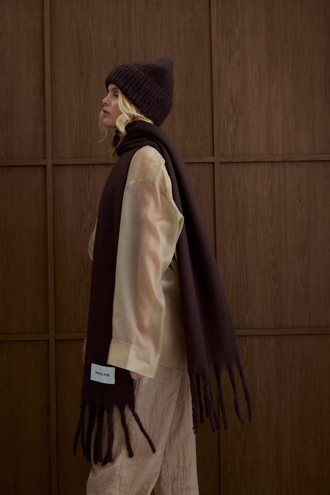 The Reykjavik Scarf – 100% Recycled – Ground Coffee - Clementine Home Floral Gift