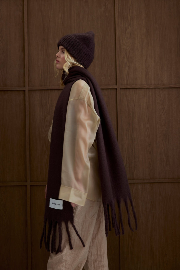 The Reykjavik Scarf – 100% Recycled – Ground Coffee - Clementine Home Floral Gift