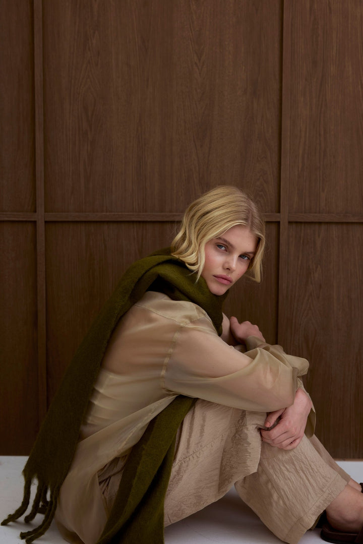 The Reykjavik Scarf - 100% Recycled - Sea Kelp - Clementine Home Floral Gift